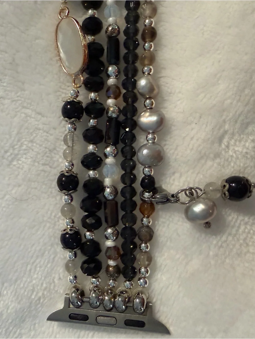 Cape Diablo Beaded Multi-Strand Watch Band - Black & Pearl
